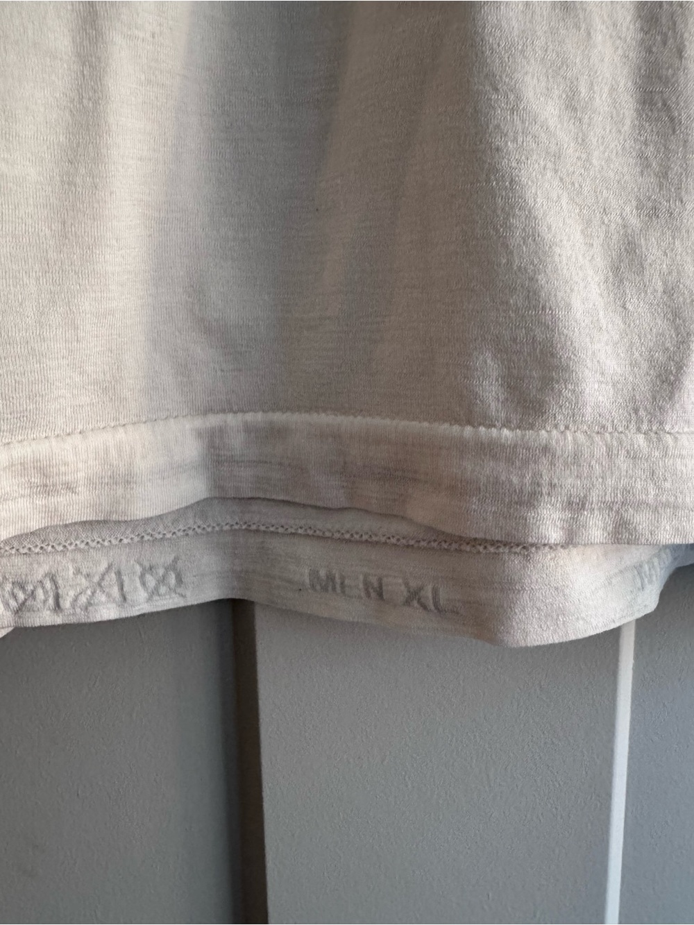 Tracksmith Cream Long Sleeve Shirt with Navy BOSTON Print - Picture 3 of 4